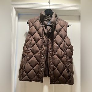 Chocolate Brown Lands End Quilted Vest Size Medium
